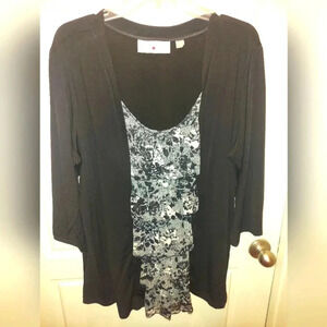 Avenue Studio 1 Piece Layered Print Cardigan 3/4 Sleeve